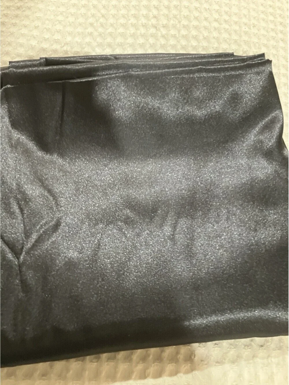 Black 92” ROUND Lamour Satin TABLECLOTH With Scalloped Edge New In Bag